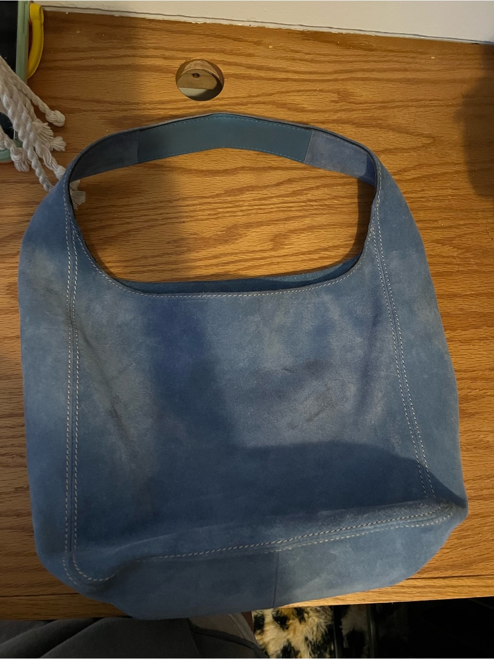 Blue Suede Hobo Bag